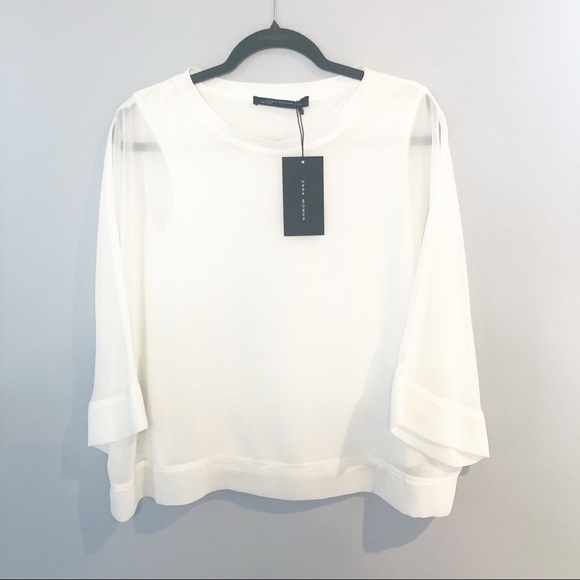 SOLD - NWT Zara Flowy White Blouse - Picture 2 of 13